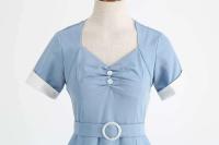 Vestido Retro de Cintura Alta con Botones de Frente Vestido de Swing Elegante para Mujeres - details 16