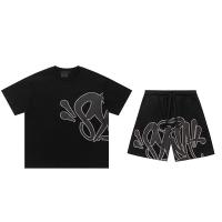 Camiseta de manga corta holgada con estampado espumoso estilo hip hop callejero drill y conjunto de pantalones cortos casuales - details 2