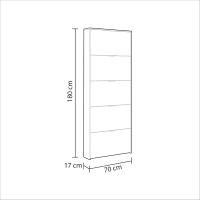 Zapatero con 5 Puertas, Mueble Zapatero Estrecho Dormitorio,Capacidad 15 Pares, Color Blanco Brillo, Medidas: 70 x 180 x 17 cm de Fondo - details 5