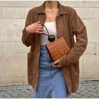 Abrigo de ante liso para mujer, chaqueta holgada con cuello vuelto y bolsillo de una sola botonadura, otoño e invierno, 2024 - details 1