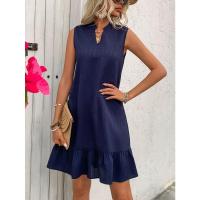 Svanco Vestido de verano para mujer, corte holgado, cuello en V, sin mangas, adecuado para ropa informal y de playa - details 1