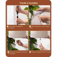 Pantalla de Lino Beige, Casquillo E27, Compatible con Varias Bombillas, 160cm Lámpara de Arco Negra con Pantalla Ajustable para Dormitorio, Salón, Oficina - details 14