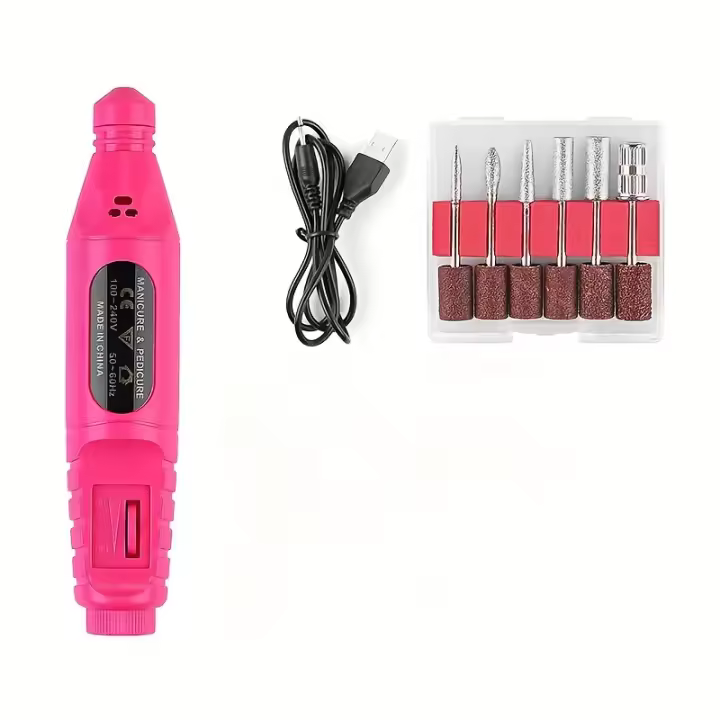 Kit de Cuidado de Uñas Hipoalergénico con Alimentación USB, Incluye Taladro Eléctrico para Uñas, Tira de Pulido y Cepillo para Uñas - 1