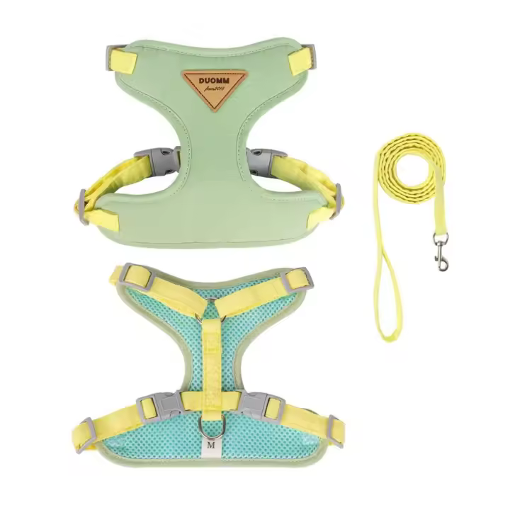Conjunto de arnés y correa de malla para perros, correas de pecho suaves y transpirables para perros, arnés reflectante para cachorros, arneses ajustables para mascotas para gatos y perros - 1