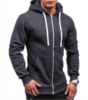 Sudadera con Capucha de Cierre Cremallera Cardigan de Color Sólido para Hombres - details 10
