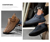 Zapatos de cuero de moda para hombres populares herramientas al aire libre costura retro media y alta parte superior de la moda casual zapatos de cuero de los hombres zapatos casuales. - details 4