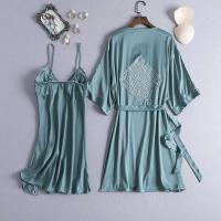 Conjunto de Pijama de Satén Delgado Estilo Kimono Blanco Traje de Baño de Moda para Mujeres - details 5