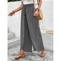 Pantalones de pierna ancha para mujer en verano Chic Moda elegante con cintura elástica y diseño floral - details 11