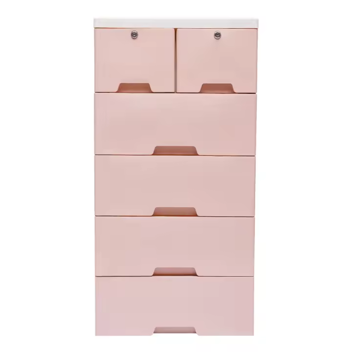 Organizador de armario de plástico, armario de almacenamiento de 6 cajones, vestidor de ropa, dormitorio, color rosa - 1