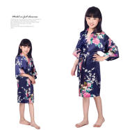 Vestido Camisón largo de peonía de pavo real con estampado de niña, albornoz de verano delgado para niños, pijamas para el hogar, ropa de rebeca - details 10