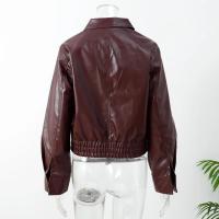 Chaqueta de solapa de color sólido sual manga larga elástica corta mujer t otoño desplazamientos prendas de vestir exteriores - details 1