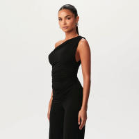 El traje de las mujeres más cómodas de primavera y verano de luz y sexy sin tirantes de corte recortado contracción plisado traje pantalón recto - details 6