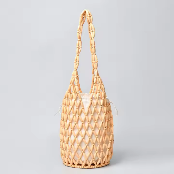 Bolso de cuentas tejido a mano bolso de hombro de viaje bolso de cubo portátil de vacaciones junto al mar - 1