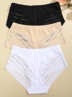 3 bragas de malla de colores sólidos, cómodas y transpirables, favorecedoras y elásticas, bragas sexys para mujer - details 8