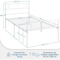 Cama Individual Hierro Cama Metálica para colchón de 90 x 190cm Cama Industrial Estructura Metal - details 17