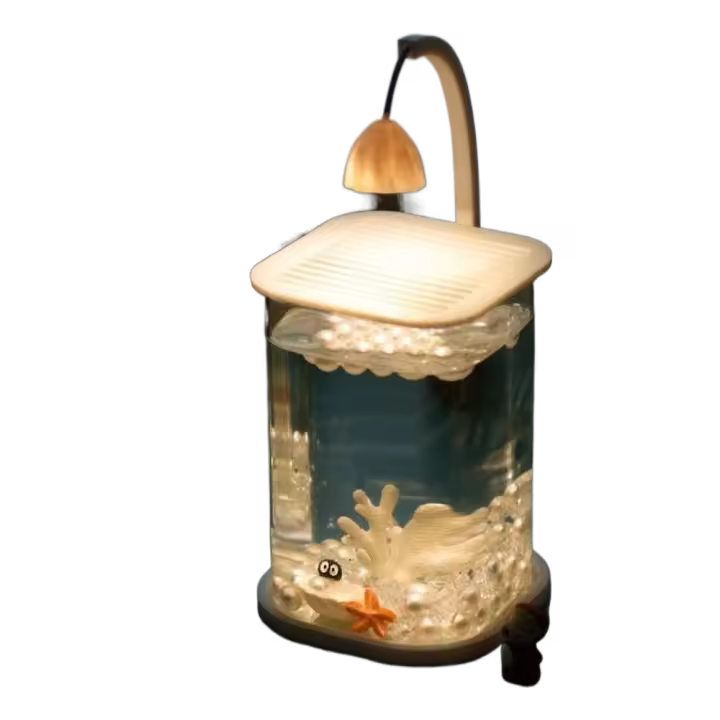 Pecera de paisaje acrílico de alta transparencia con luz LED, inastillable, para peces dorados, con tapa, para la sala de estar del hogar. - 1