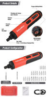 Destornillador eléctrico ValueMax de 3.6V, 5.4Nm con 24 accesorios, luz LED, indicador de batería y cargador, bricolaje profesional - details 5