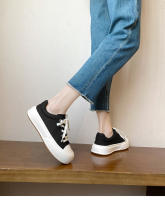 Pastel de queso nueva tendencia color coincidencia plataforma casual tablero zapatos versátil aumento de altura cabeza redonda zapatos blancos - details 22