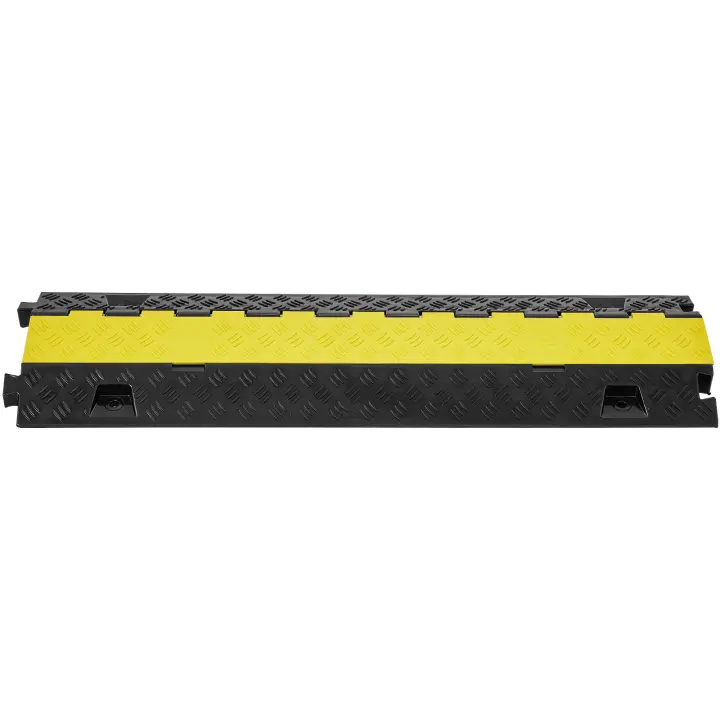 SucceBuy Rampa protectora de cables de 5 piezas, 2 canales, capacidad de 22000 lbs/eje Rampa de cubierta de manguera y cable de TPU de alta resistencia - 1