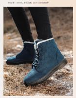 Botas de nieve cálidas antideslizantes para mujer, botines impermeables al aire libre, zapatos de senderismo de piel, zapatillas de felpa con cordones, Invierno - details 16