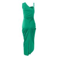 Vestido de noche con cuentas para mujer, abertura plisada, un solo hombro, europeo y americano, a la moda - details 11
