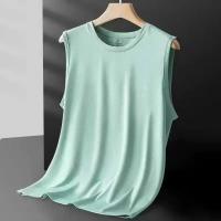 Chaleco de seda de hielo para hombre, camiseta sin mangas de verano de secado rápido de malla con hombros anchos, chaleco deportivo de talla grande con hombros huecos para Fitness - details 11
