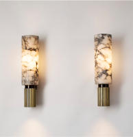 Lámpara de pared de mármol Natural de lujo para decoración del hogar, candelabro de 15,7 "para mesita de noche, sala de estar, dormitorio, pasillo, accesorios de iluminación, E27 - details 3