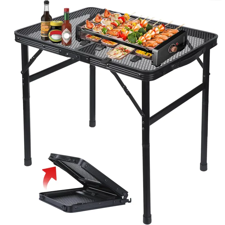 Mesa Plegable de Metal Portátil Ancho Ajustable para BBQ y Picnic Ideal para Camping y BBQ al Aire Libre - 1