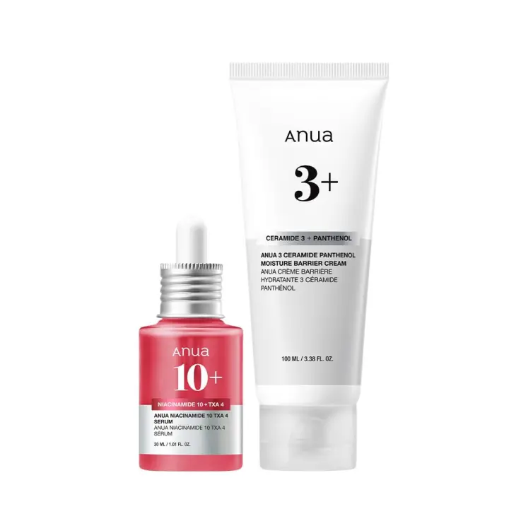 Anua Essential Daily Moisturizing Duo, niacinamida + suero de ácido tranexámico y crema de ceramida de pantenol, hidratante facial - 1