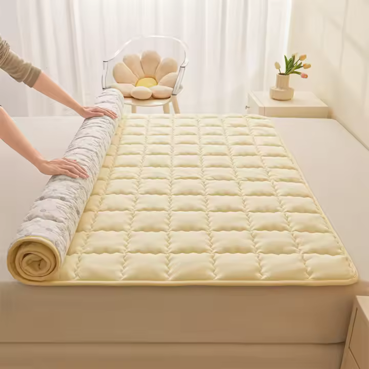 Bonenjoy, 1 pieza, colchón acolchado, colcha suave, adornos de cama finos, funda para alfombrilla de cama de Color sólido, suelo de colchón para el hogar (sin funda de almohada) - 1