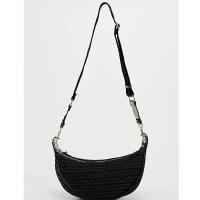 Bolso Crucero de Tejido Ligero Correa Ajustable Desmontable, Cierre de Cremallera, Lining de Goma y Poliéster, Marrón/Negro Bolso de Mano Casual para Mujeres en Primavera-Verano - details 14
