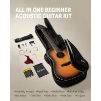 Guitarra Acústica de Adulto Guitarra Cutaway 4/4 Kit Dreadnought 41 Pulgadas de Principiante con Cuerde Afinador Cejilla Sunburst - details 4