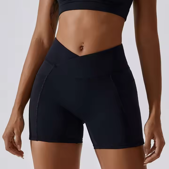 Shorts de Cintura Cruzada para Mujer Ouwu Comodidad en Gimnasio, Yoga, Correr, Entrenamiento - 1