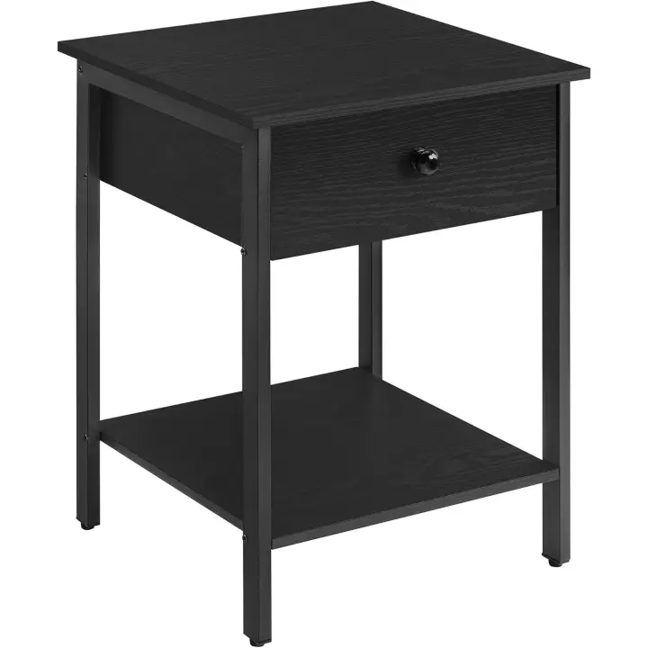 Mesita de Noche Mesa Auxiliar con Cajón y Estante 40 x 40 x 55 cm Para Dormitorio, Salón - 1