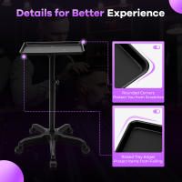 Bandeja de aluminio con ruedas para salón de belleza, carro con altura ajustable para tatuajes, SPA, 70-110CM - details 6