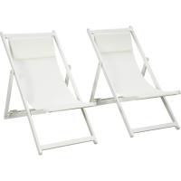 2 Tumbonas Plegables  Aluminio Tumbonas  Jardín  Respaldo Regulable en 5 Posiciones Reposacabezas  Terraza Patio Exterior 58x965x915 cm Blanco - details 0