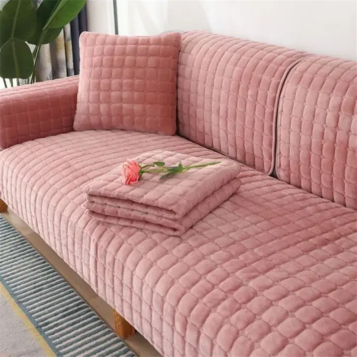 Cubierta de sofá de terciopelo grueso: Funda antideslizante para sala de estar protector de muebles universales suave y cálido - 1