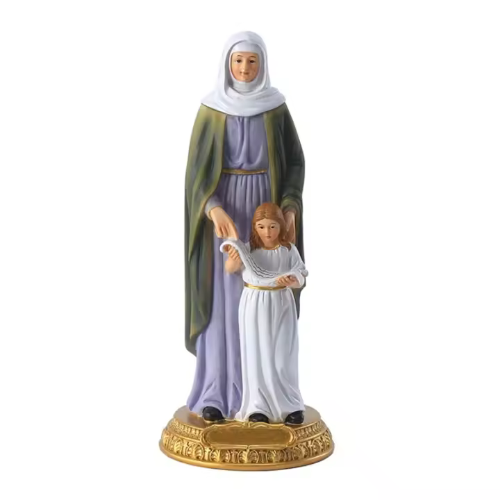 Estatua cristiana de resina de la Virgen María con Santa Ana, escultura católica, QX2E - 1