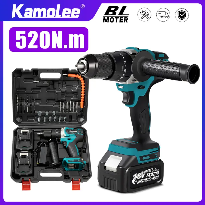 Taladro eléctrico sin escobillas Kamolee 13MM con batería Makita 18V para trabajos de impacto y destornillado cargado con litio - 1