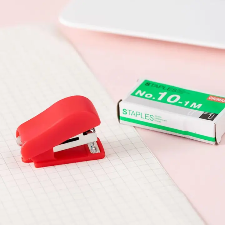 Mini juego de grapadora sin esfuerzo para ahorrar trabajo, máquina de encuadernación de papel pequeña, herramientas de grapado de papel de fijación para estudiantes - 1