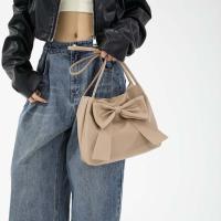 Bolso de hombro elegante de Color sólido con lazo de PU, bolso de mano portátil de estilo coreano, bolso de cubo de lujo, bolso de moda para axilas para mujer - details 10