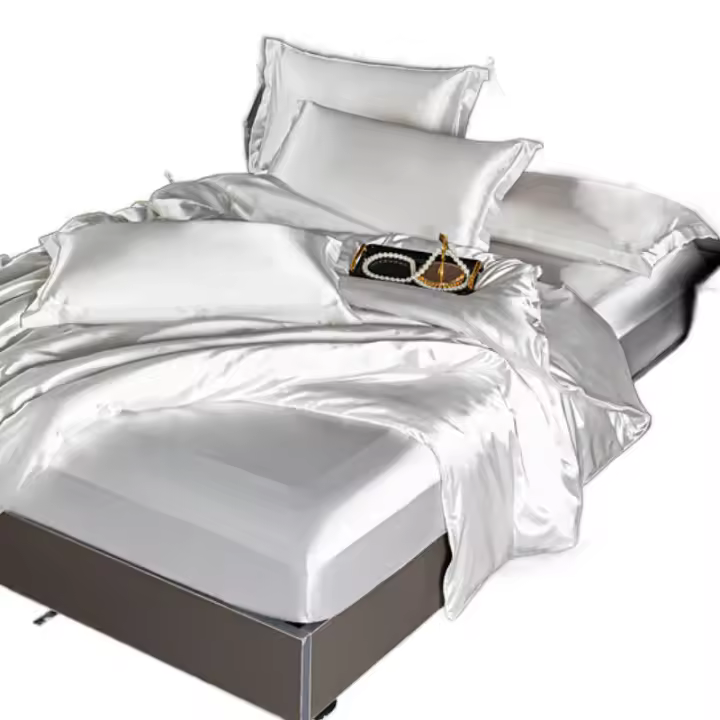 Juego de sábanas de verano de cuatro piezas de seda helada de doble cara, juego de tres piezas de seda, funda de edredón, ropa de cama fresca - 1