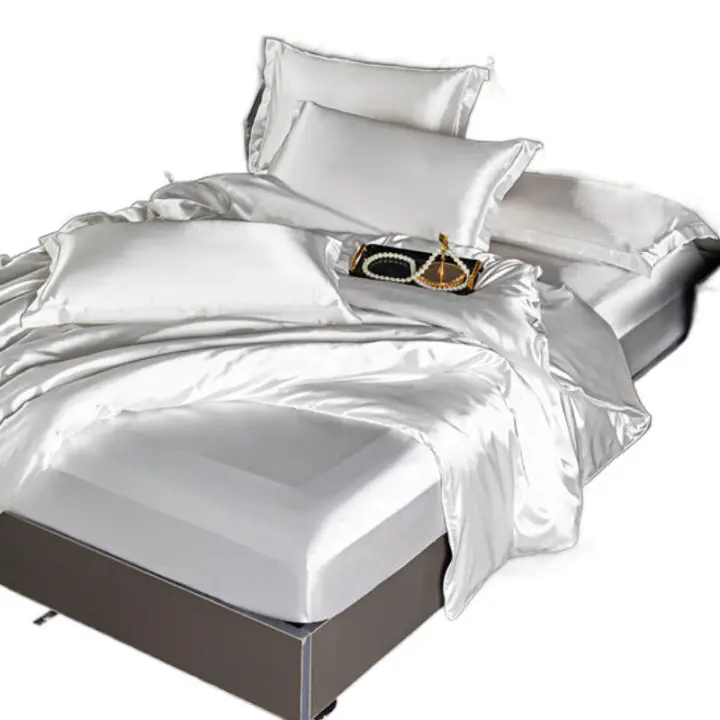 Juego de sábanas de verano de cuatro piezas de seda helada de doble cara, juego de tres piezas de seda, funda de edredón, ropa de cama fresca - 1