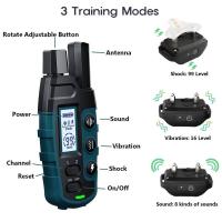 Collar de entrenamiento remoto para perros, 1000M, IP67 resistente al agua, resistente a las vibraciones, entrenador de mascotas recargable, tope antiladridos para 2 perros - details 3