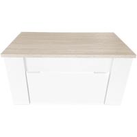 Elevable, Mesita de Salón o Comedor, Color Blanco con Tapa Cambria, Medidas - details 5