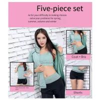 Conjunto de cinco piezas de yoga, chaqueta deportiva, blusa de fitness ajustada para mujer de manga larga, carrera seca y autocultivo con cremallera para yoga - details 4