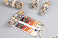 Estuche de tela de colores para lápices, bolsa de almacenamiento para cosméticos, rollo de lápices, suministros escolares, 12/24/36/48/72 agujeros - details 9