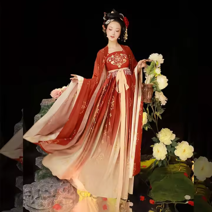 Trajes de escenario falda Hanfu china bordado de flores dinastía Han Tang vestido antiguo chino princesa de hadas Orientales - 1