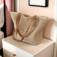Bolso de Playa de Paja a la Moda Bolso de Viaje con Cierre de Cremallera - details 8