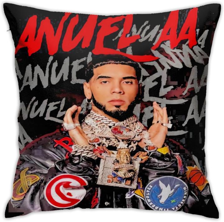 Anuel rapero AA Singer funda de almohada decorativa, funda de cojín cuadrada para sala de estar, dormitorio, sofá, coches